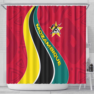 Mozambique Shower Curtain Red Yellow Green Wave Design - African Pride