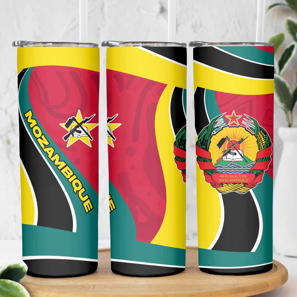 Mozambique Skinny Tumbler Red Yellow Green Wave Design - African Pride