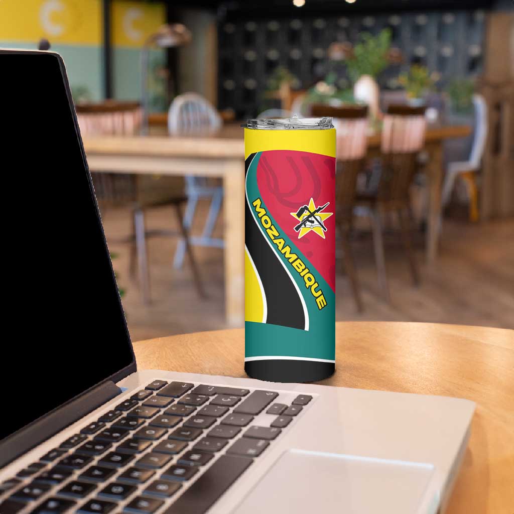 Mozambique Skinny Tumbler Red Yellow Green Wave Design - African Pride