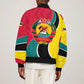 Mozambique Sleeve Zip Bomber Jacket Red Yellow Green Wave Design - African Pride