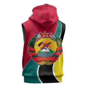 Mozambique Sleeveless Zip Hoodie Red Yellow Green Wave Design - African Pride