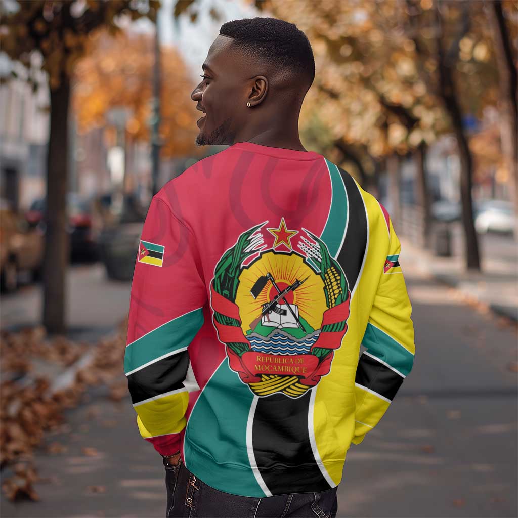 Mozambique Sweatshirt Red Yellow Green Wave Design - African Pride