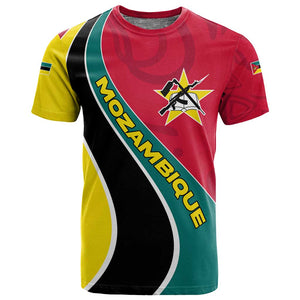 Mozambique T shirt Red Yellow Green Wave Design - African Pride