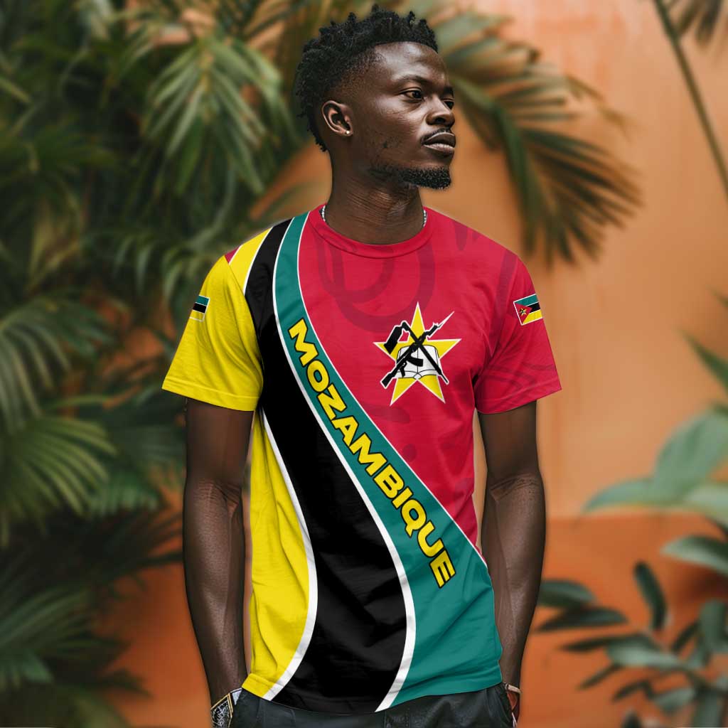 Mozambique T shirt Red Yellow Green Wave Design - African Pride