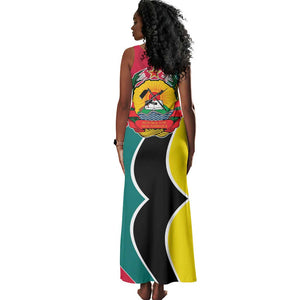 Mozambique Tank Maxi Dress Red Yellow Green Wave Design - African Pride