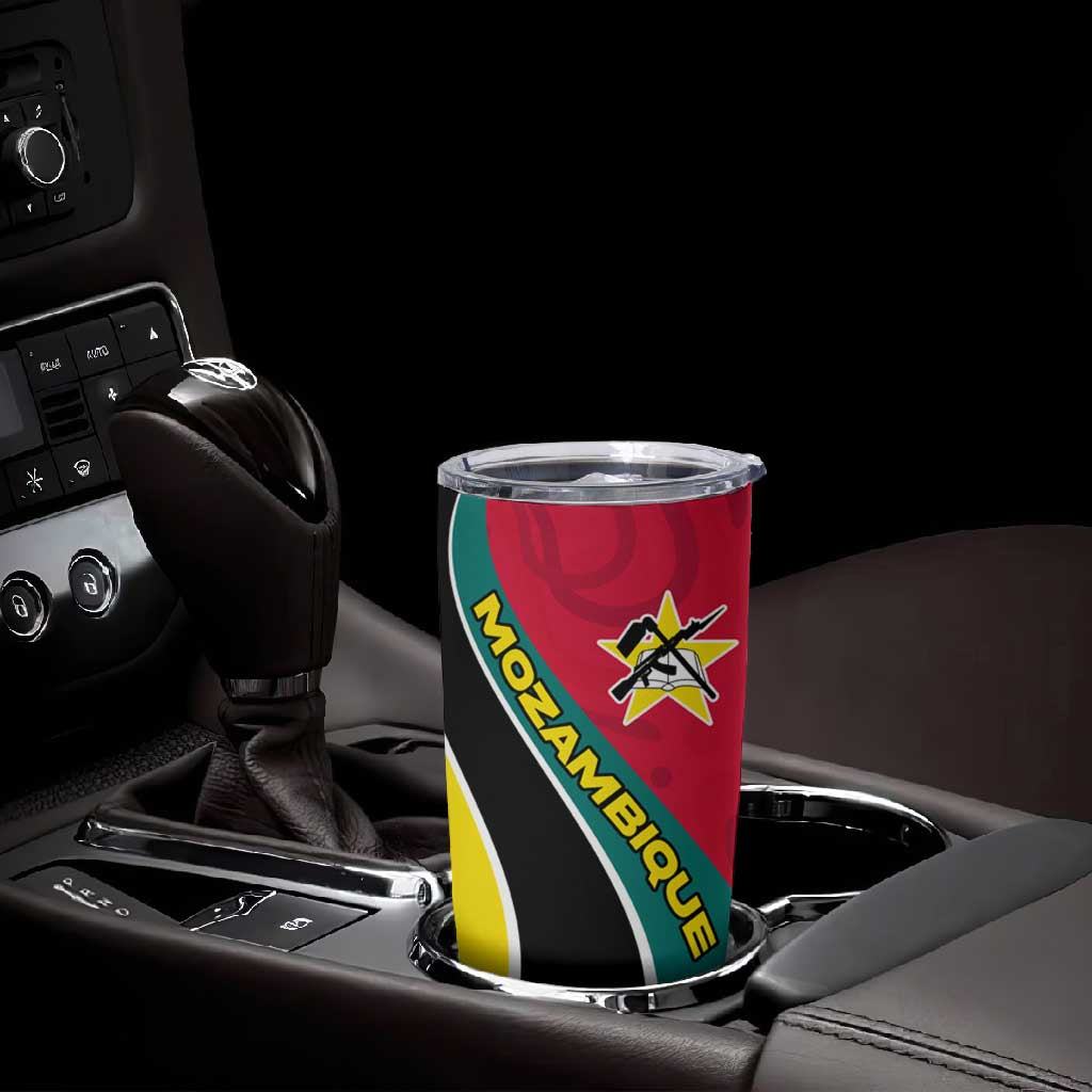 Mozambique Tumbler Cup Red Yellow Green Wave Design - African Pride