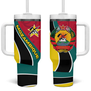 Mozambique Tumbler With Handle Red Yellow Green Wave Design - African Pride