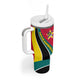 Mozambique Tumbler With Handle Red Yellow Green Wave Design - African Pride