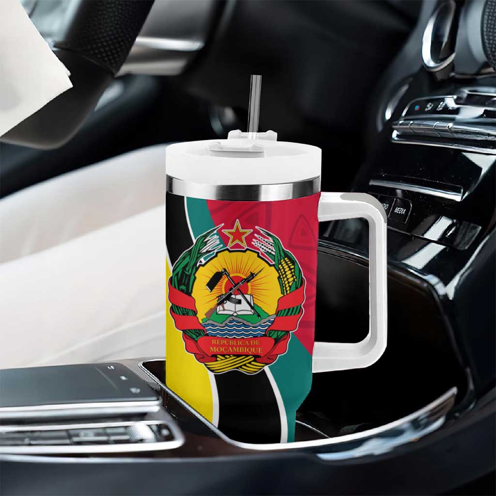 Mozambique Tumbler With Handle Red Yellow Green Wave Design - African Pride