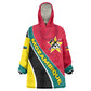 Mozambique Wearable Blanket Hoodie Red Yellow Green Wave Design - African Pride