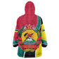 Mozambique Wearable Blanket Hoodie Red Yellow Green Wave Design - African Pride