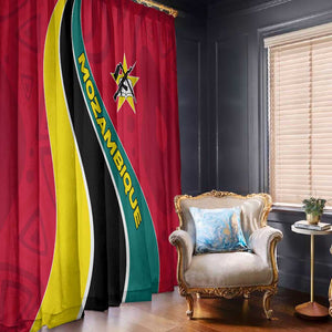 Mozambique Window Curtain Red Yellow Green Wave Design - African Pride