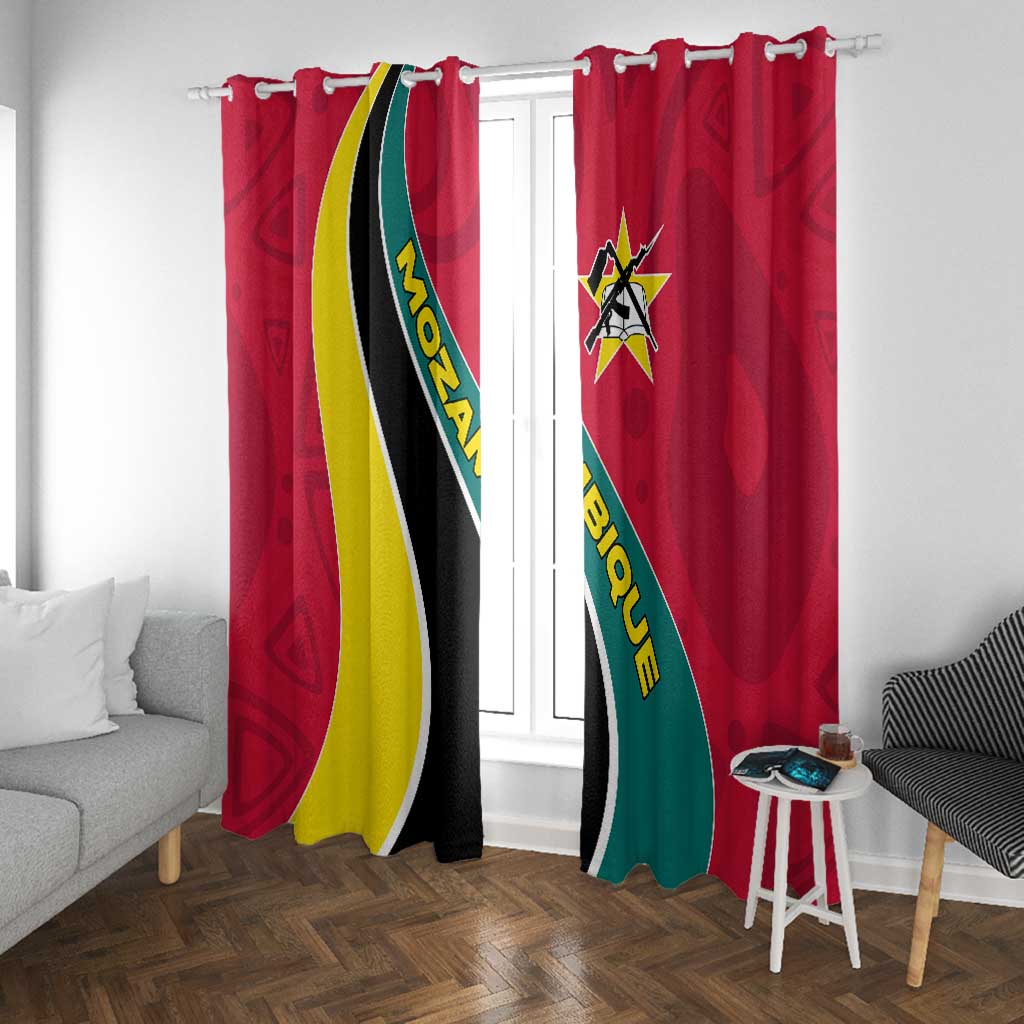 Mozambique Window Curtain Red Yellow Green Wave Design - African Pride