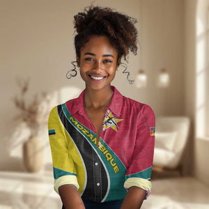 Mozambique Women Casual Shirt Red Yellow Green Wave Design - African Pride