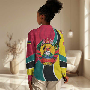 Mozambique Women Casual Shirt Red Yellow Green Wave Design - African Pride