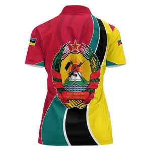 Mozambique Women Polo Shirt Red Yellow Green Wave Design - African Pride
