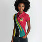 Mozambique Women Polo Shirt Red Yellow Green Wave Design - African Pride