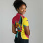 Mozambique Women Polo Shirt Red Yellow Green Wave Design - African Pride