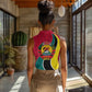 Mozambique Women Sleeveless Polo Shirt Red Yellow Green Wave Design - African Pride