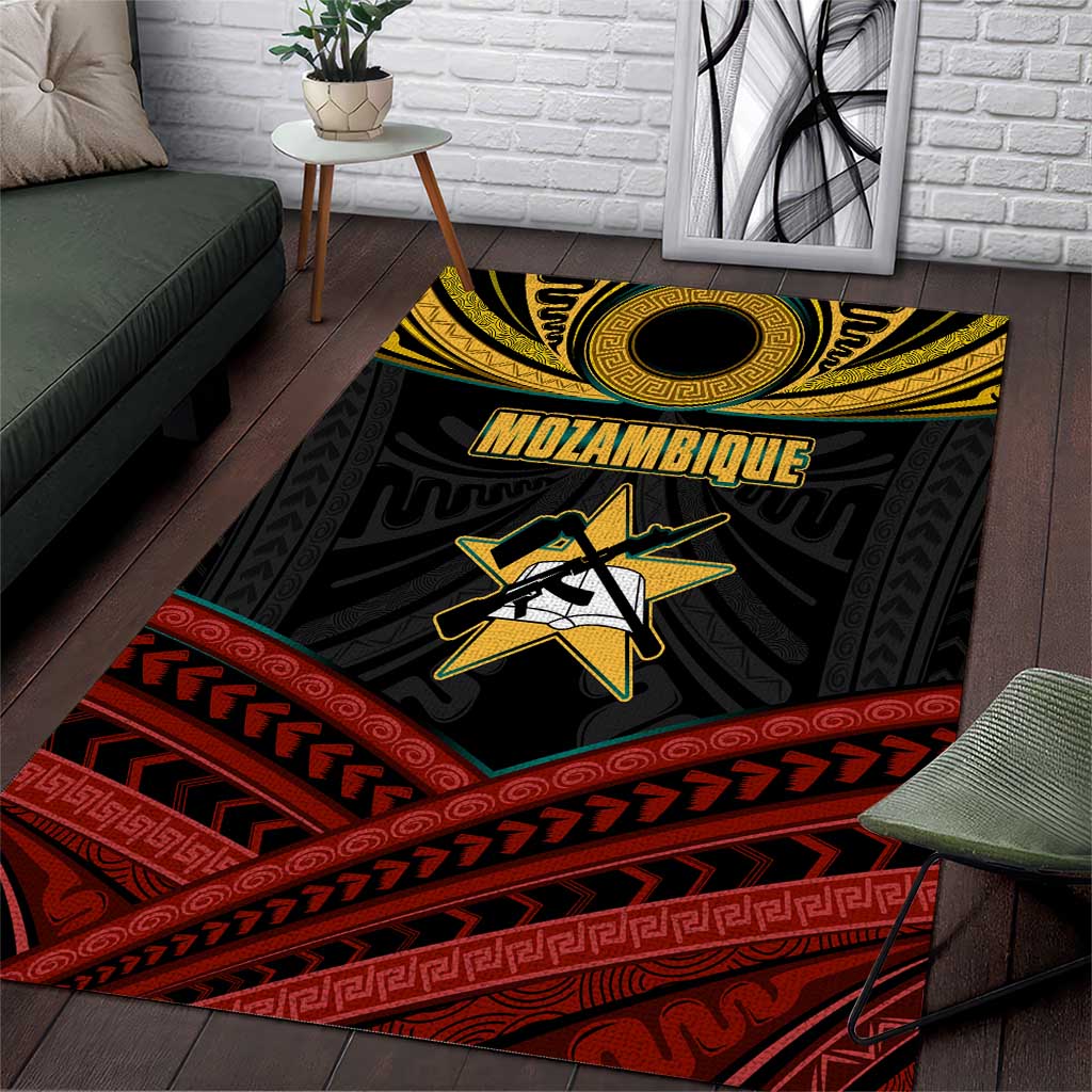 Mozambique Area Rug Black Red Tribal Design Map - African Pride