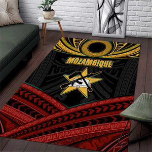 Mozambique Area Rug Black Red Tribal Design Map - African Pride