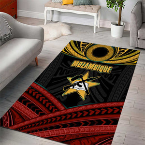 Mozambique Area Rug Black Red Tribal Design Map - African Pride
