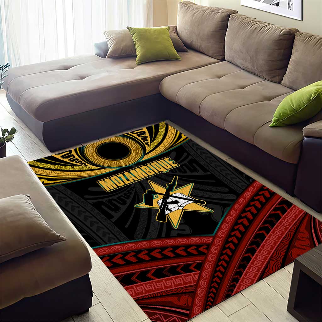 Mozambique Area Rug Black Red Tribal Design Map - African Pride