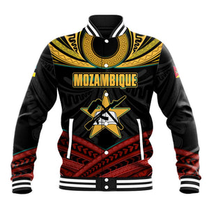 Mozambique Baseball Jacket Black Red Tribal Design Map - African Pride