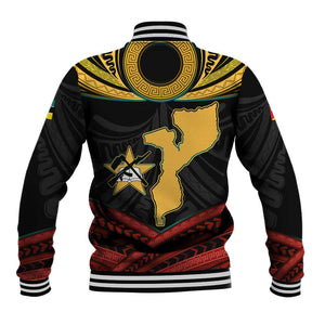 Mozambique Baseball Jacket Black Red Tribal Design Map - African Pride