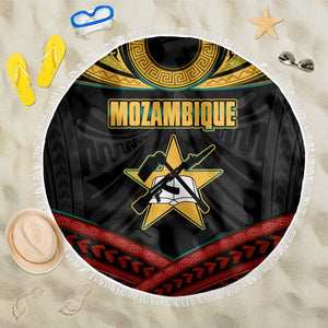 Mozambique Beach Blanket Black Red Tribal Design Map - African Pride