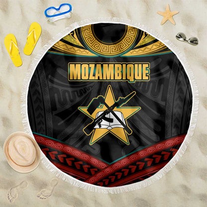 Mozambique Beach Blanket Black Red Tribal Design Map - African Pride