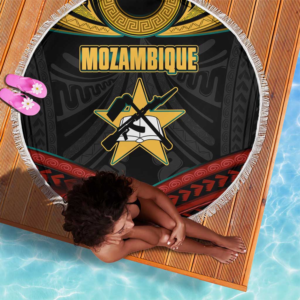 Mozambique Beach Blanket Black Red Tribal Design Map - African Pride