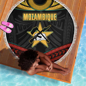 Mozambique Beach Blanket Black Red Tribal Design Map - African Pride