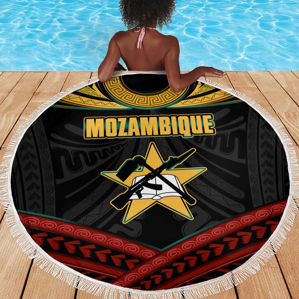 Mozambique Beach Blanket Black Red Tribal Design Map - African Pride