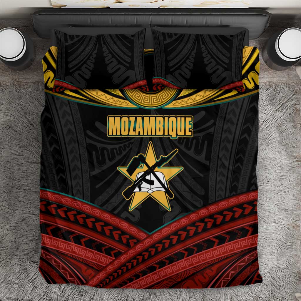 Mozambique Bedding Set Black Red Tribal Design Map - African Pride