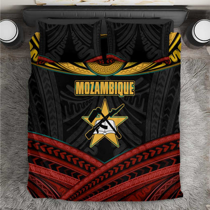 Mozambique Bedding Set Black Red Tribal Design Map - African Pride