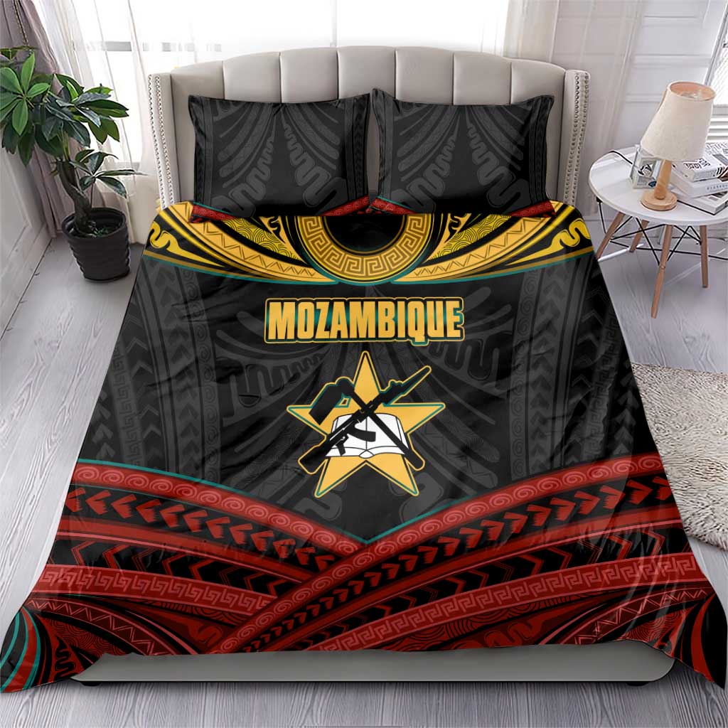 Mozambique Bedding Set Black Red Tribal Design Map - African Pride