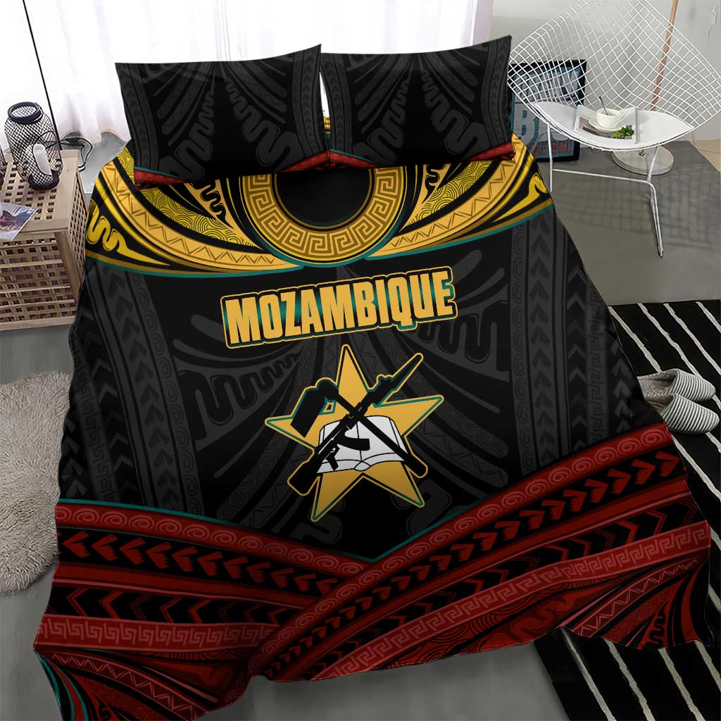 Mozambique Bedding Set Black Red Tribal Design Map - African Pride