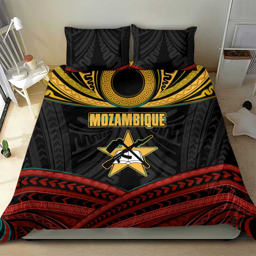 Mozambique Bedding Set Black Red Tribal Design Map - African Pride