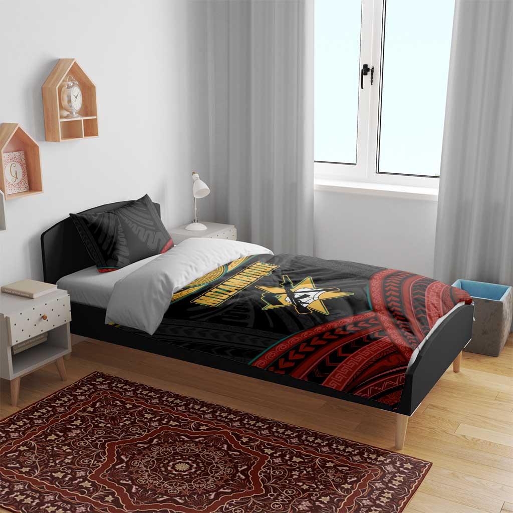 Mozambique Bedding Set Black Red Tribal Design Map - African Pride