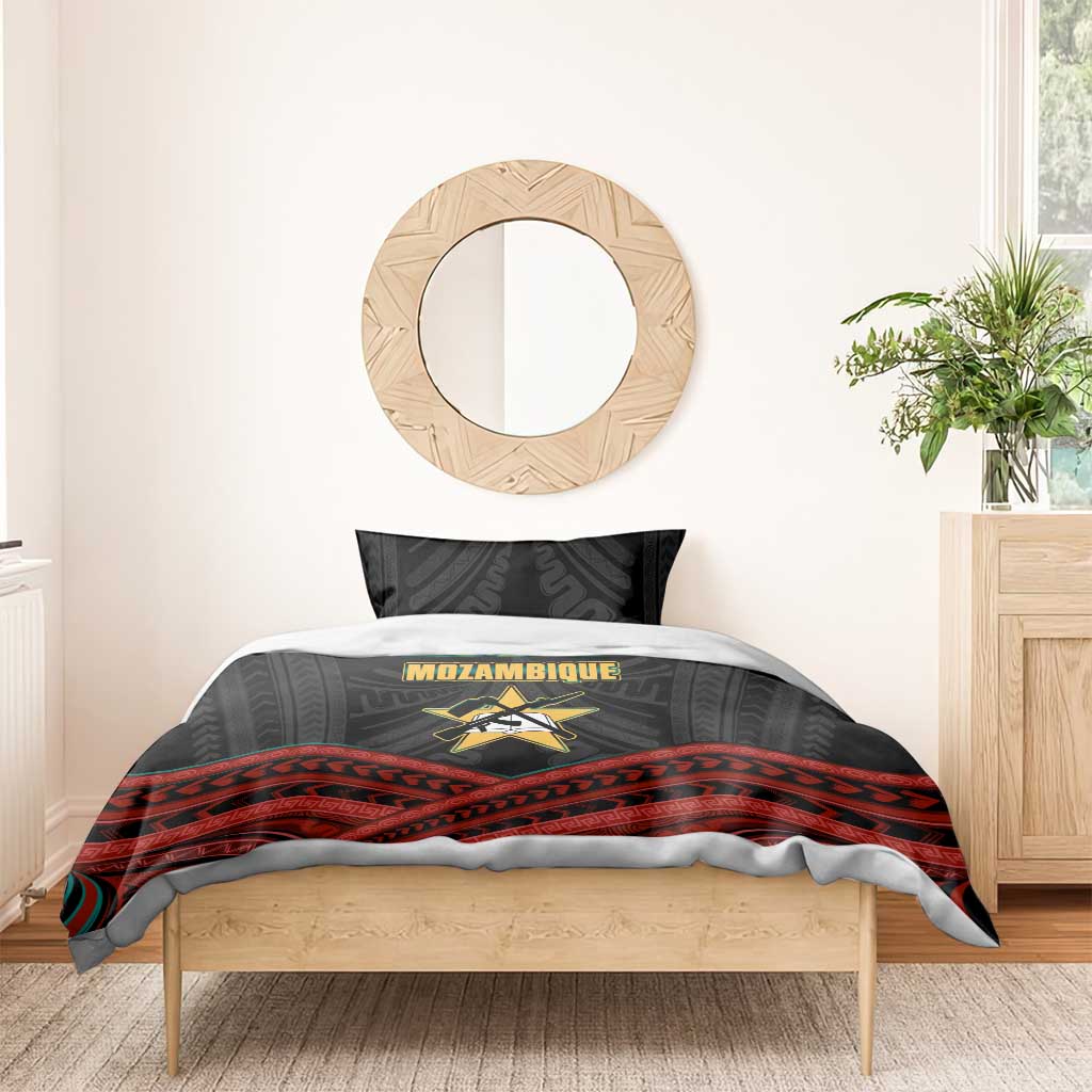 Mozambique Bedding Set Black Red Tribal Design Map - African Pride