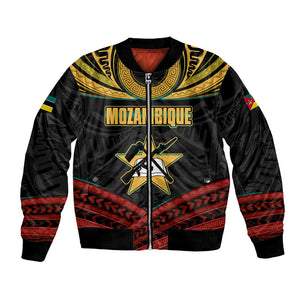 Mozambique Bomber Jacket Black Red Tribal Design Map - African Pride