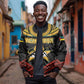 Mozambique Bomber Jacket Black Red Tribal Design Map - African Pride