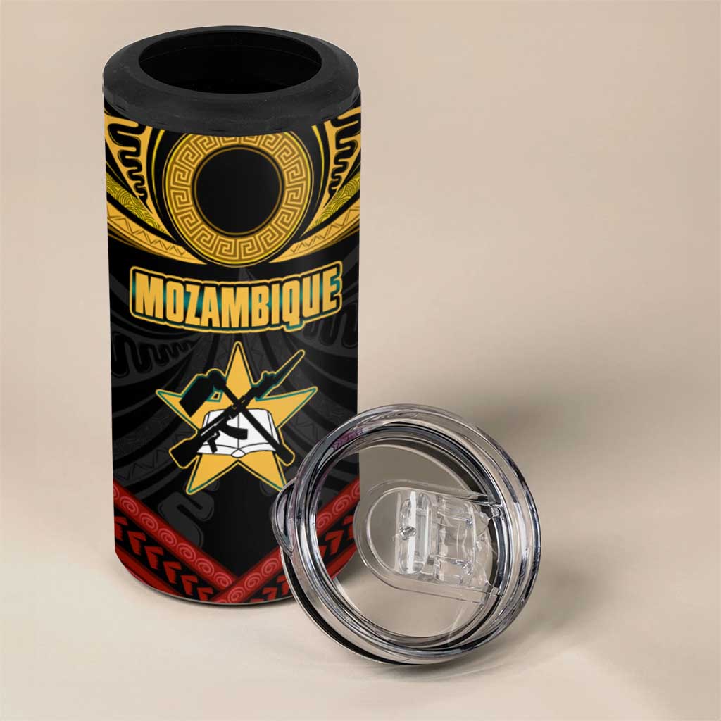 Mozambique 4 in 1 Can Cooler Tumbler Black Red Tribal Design Map - African Pride