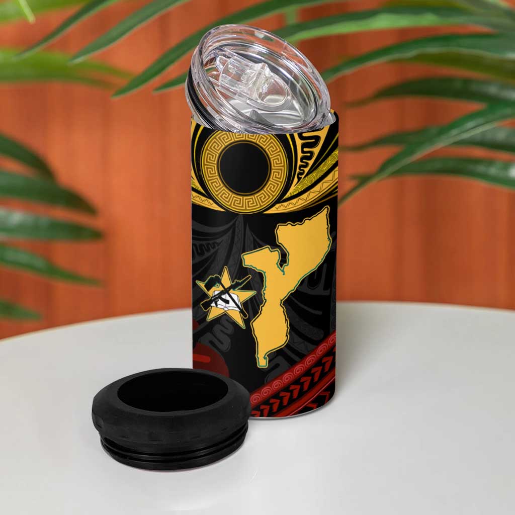Mozambique 4 in 1 Can Cooler Tumbler Black Red Tribal Design Map - African Pride