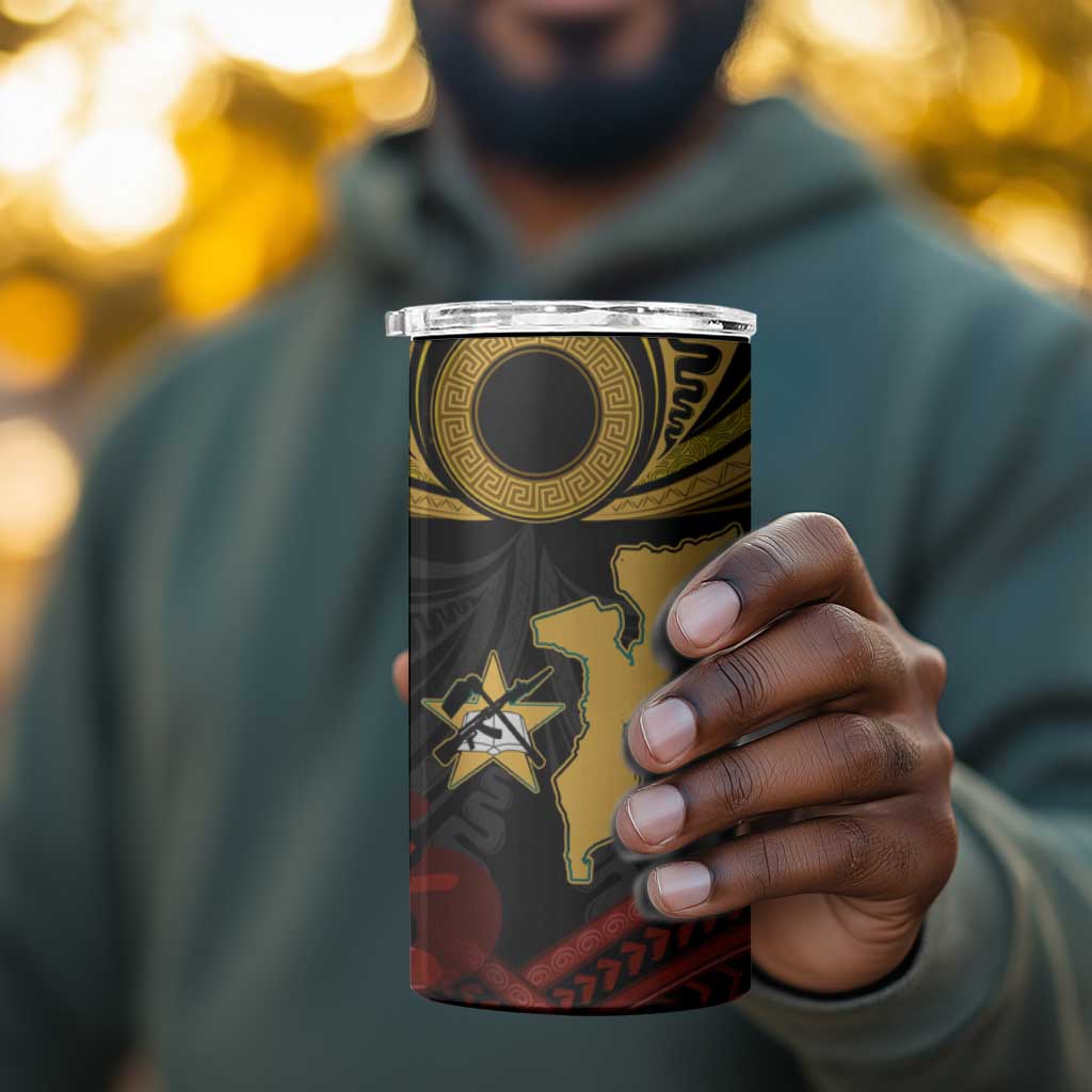 Mozambique 4 in 1 Can Cooler Tumbler Black Red Tribal Design Map - African Pride