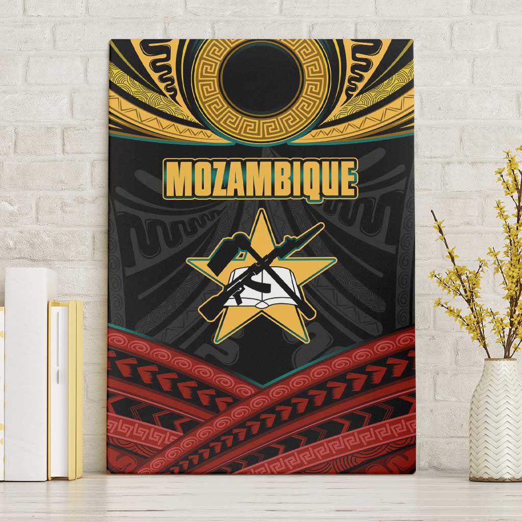 Mozambique Canvas Wall Art Black Red Tribal Design Map - African Pride