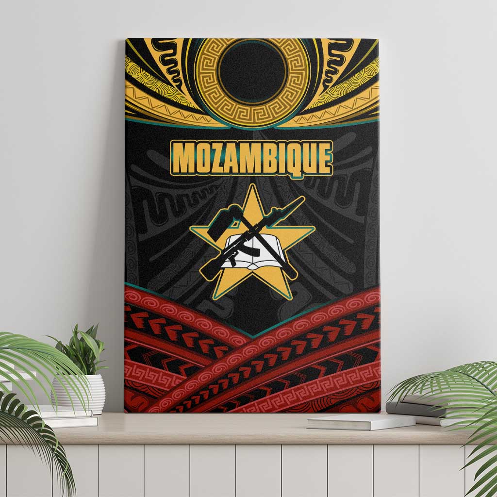 Mozambique Canvas Wall Art Black Red Tribal Design Map - African Pride