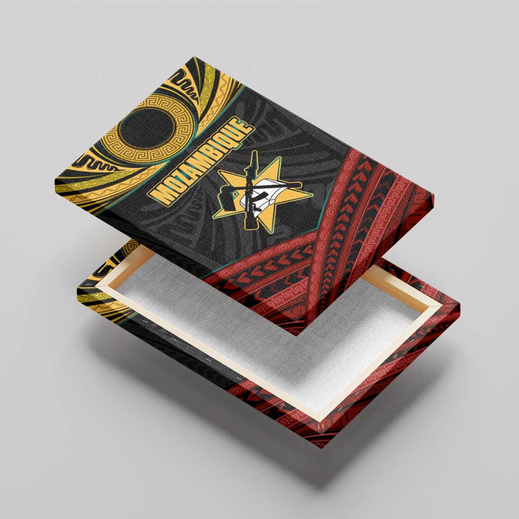 Mozambique Canvas Wall Art Black Red Tribal Design Map - African Pride