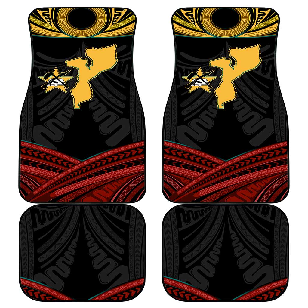 Mozambique Car Mats Black Red Tribal Design Map - African Pride